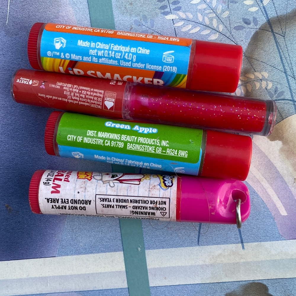 Skittle lip smackers. and Twizzler lip GLOSS Butterfly cute necklace